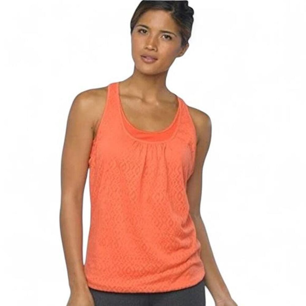 Prana Mika tank top featuring geometric burnout overlay racerback design - Small